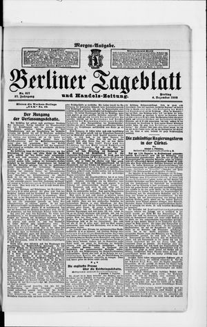 Berliner Tageblatt und Handels-Zeitung vom 04.12.1908