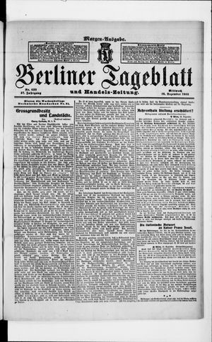 Berliner Tageblatt und Handels-Zeitung vom 16.12.1908