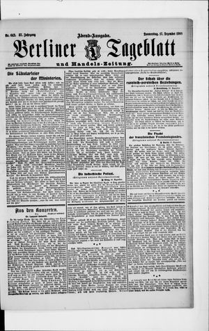 Berliner Tageblatt und Handels-Zeitung vom 17.12.1908