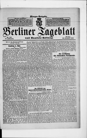 Berliner Tageblatt und Handels-Zeitung vom 18.12.1908