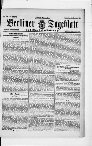Berliner Tageblatt und Handels-Zeitung on Dec 19, 1908