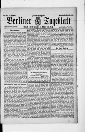 Berliner Tageblatt und Handels-Zeitung vom 23.12.1908