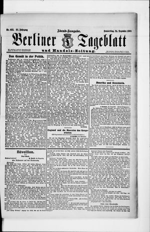 Berliner Tageblatt und Handels-Zeitung vom 24.12.1908