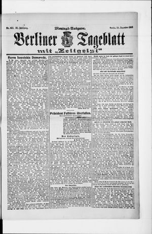 Berliner Tageblatt und Handels-Zeitung vom 28.12.1908