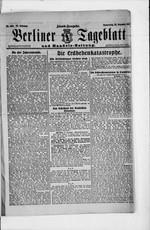Berliner Tageblatt und Handels-Zeitung vom 31.12.1908