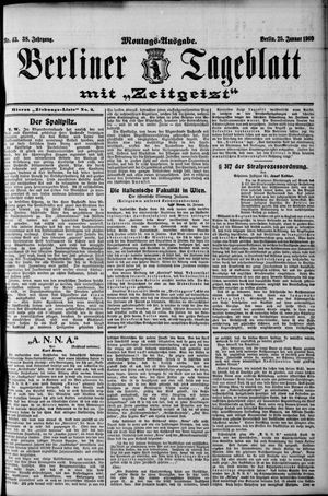 Berliner Tageblatt und Handels-Zeitung vom 25.01.1909