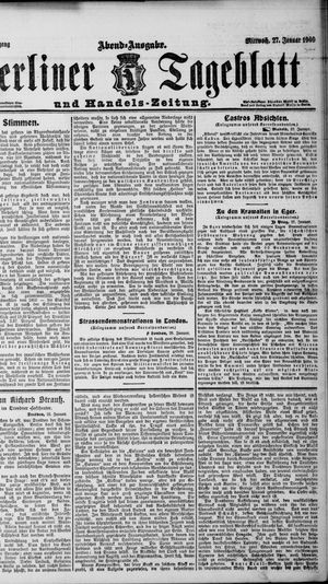 Berliner Tageblatt und Handels-Zeitung vom 27.01.1909