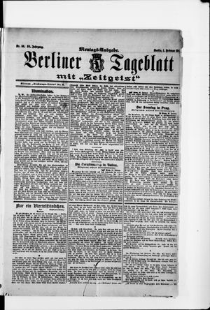 Berliner Tageblatt und Handels-Zeitung vom 01.02.1909