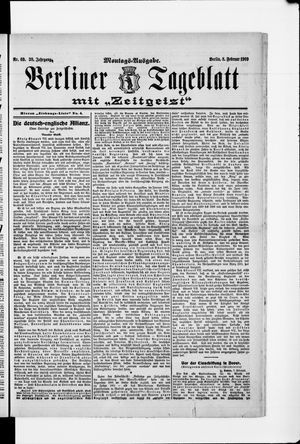 Berliner Tageblatt und Handels-Zeitung vom 08.02.1909