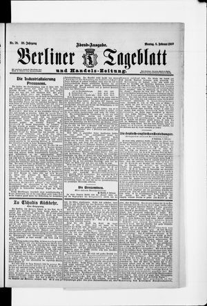 Berliner Tageblatt und Handels-Zeitung vom 08.02.1909