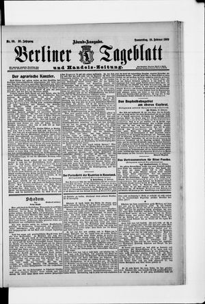 Berliner Tageblatt und Handels-Zeitung vom 18.02.1909