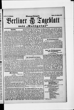 Berliner Tageblatt und Handels-Zeitung vom 22.02.1909