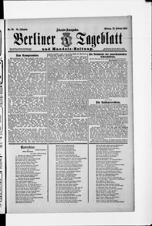 Berliner Tageblatt und Handels-Zeitung vom 22.02.1909