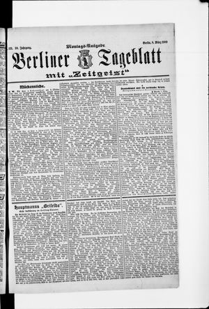 Berliner Tageblatt und Handels-Zeitung on Mar 8, 1909