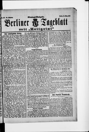 Berliner Tageblatt und Handels-Zeitung vom 22.03.1909