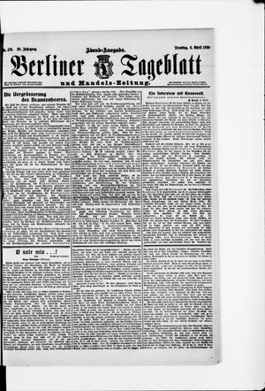 Berliner Tageblatt und Handels-Zeitung vom 06.04.1909