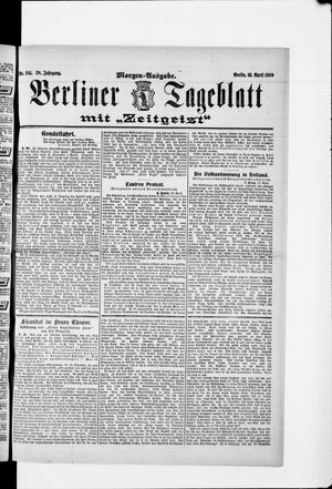Berliner Tageblatt und Handels-Zeitung vom 12.04.1909