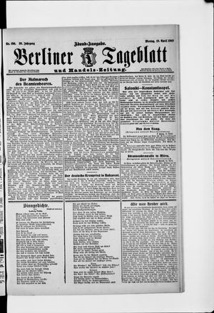 Berliner Tageblatt und Handels-Zeitung vom 19.04.1909
