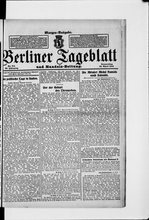 Berliner Tageblatt und Handels-Zeitung vom 29.04.1909