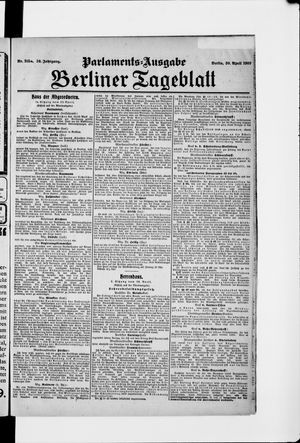 Berliner Tageblatt und Handels-Zeitung vom 30.04.1909