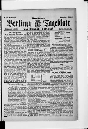 Berliner Tageblatt und Handels-Zeitung vom 08.07.1909