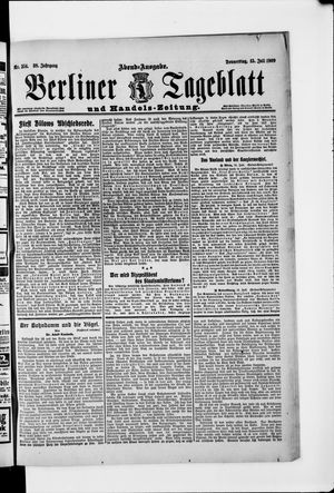 Berliner Tageblatt und Handels-Zeitung vom 15.07.1909