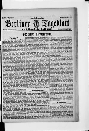 Berliner Tageblatt und Handels-Zeitung vom 21.07.1909