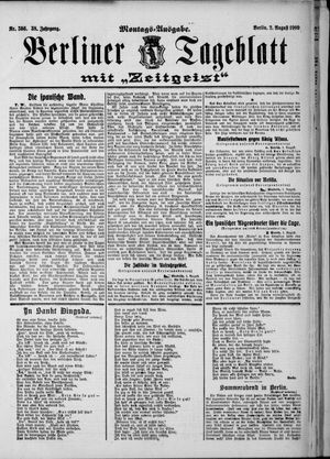 Berliner Tageblatt und Handels-Zeitung vom 02.08.1909