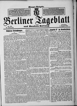 Berliner Tageblatt und Handels-Zeitung vom 03.08.1909