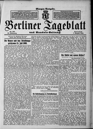 Berliner Tageblatt und Handels-Zeitung vom 07.08.1909