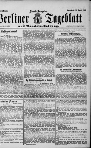Berliner Tageblatt und Handels-Zeitung vom 21.08.1909
