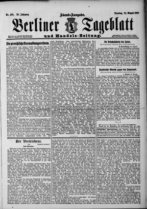 Berliner Tageblatt und Handels-Zeitung vom 24.08.1909