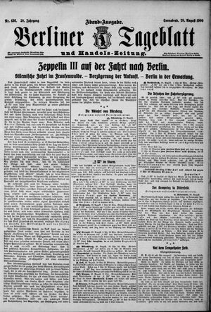 Berliner Tageblatt und Handels-Zeitung on Aug 28, 1909