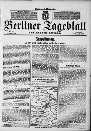 Berliner Tageblatt und Handels-Zeitung vom 29.08.1909