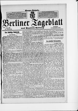 Berliner Tageblatt und Handels-Zeitung vom 14.09.1909