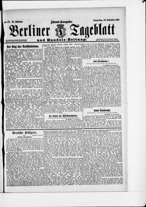 Berliner Tageblatt und Handels-Zeitung vom 16.09.1909