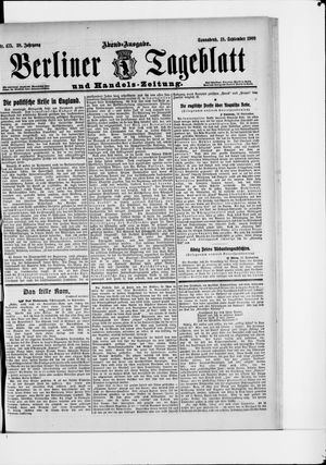 Berliner Tageblatt und Handels-Zeitung vom 18.09.1909
