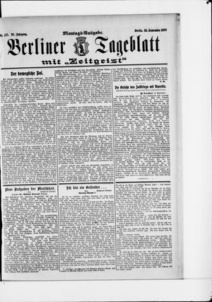 Berliner Tageblatt und Handels-Zeitung vom 20.09.1909
