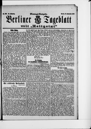 Berliner Tageblatt und Handels-Zeitung vom 27.09.1909