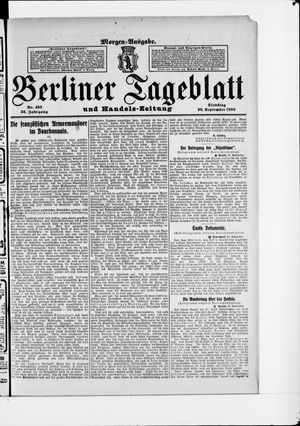 Berliner Tageblatt und Handels-Zeitung on Sep 28, 1909