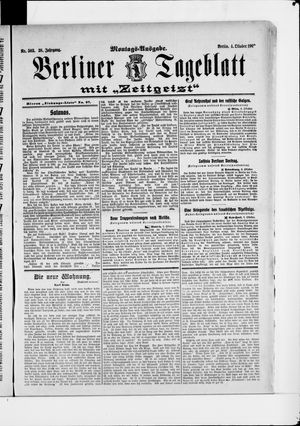 Berliner Tageblatt und Handels-Zeitung vom 04.10.1909