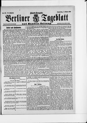 Berliner Tageblatt und Handels-Zeitung vom 07.10.1909