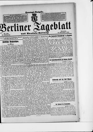Berliner Tageblatt und Handels-Zeitung on Nov 14, 1909