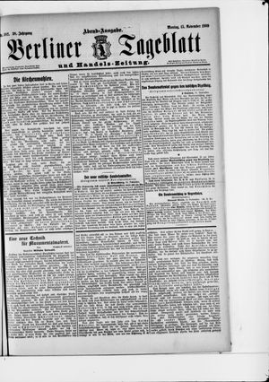 Berliner Tageblatt und Handels-Zeitung vom 15.11.1909
