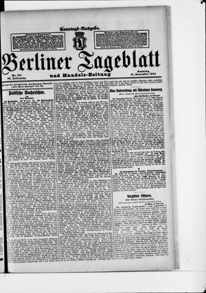 Berliner Tageblatt und Handels-Zeitung vom 21.11.1909