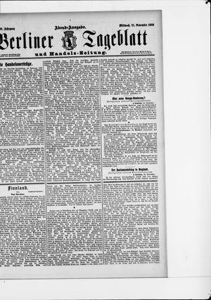Berliner Tageblatt und Handels-Zeitung vom 24.11.1909