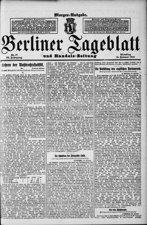 Berliner Tageblatt und Handels-Zeitung vom 11.01.1910
