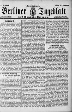 Berliner Tageblatt und Handels-Zeitung vom 25.01.1910