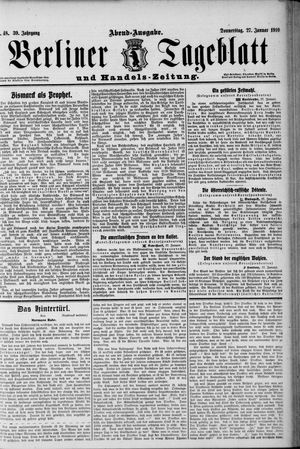 Berliner Tageblatt und Handels-Zeitung on Jan 27, 1910