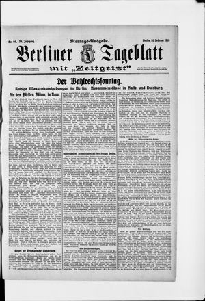 Berliner Tageblatt und Handels-Zeitung on Feb 14, 1910